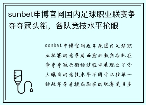 sunbet申博官网国内足球职业联赛争夺夺冠头衔，各队竞技水平抢眼