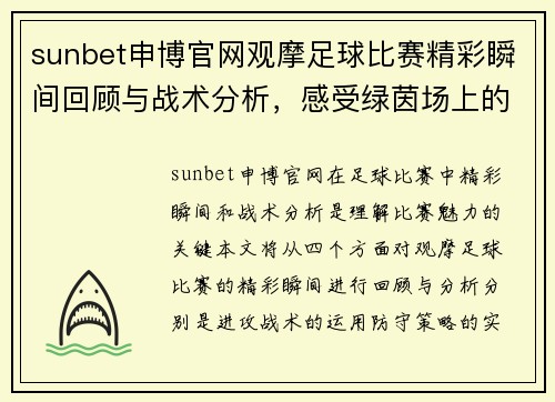 sunbet申博官网观摩足球比赛精彩瞬间回顾与战术分析，感受绿茵场上的激情与魅力